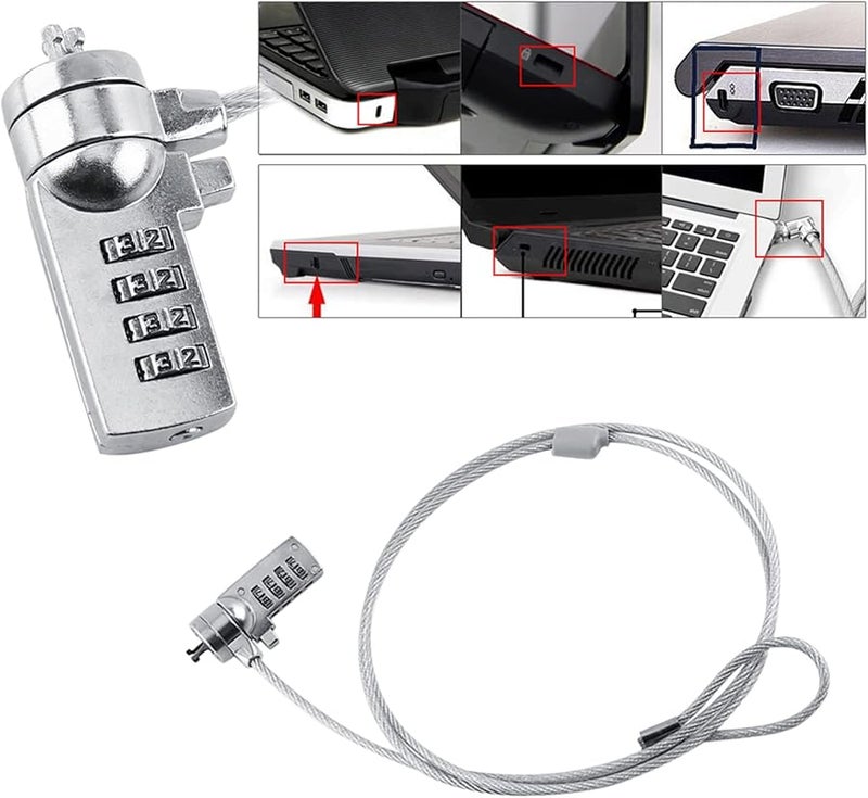 Ciciglow قفل كمبيوتر محمول مكون من 4 أرقام مع كابل أمان لمنع سرعة أجهزة الكمبيوتر المحمول - Image 3